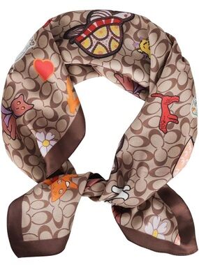 Fashion Square Scarf with Multicolor Animals